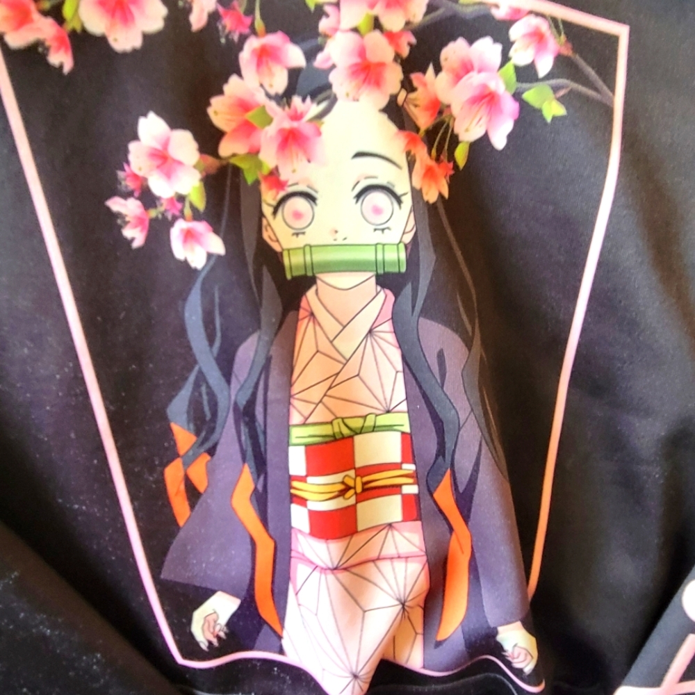 Demon Slayer Anime Graphic T-Shirt with Floral Design Medium